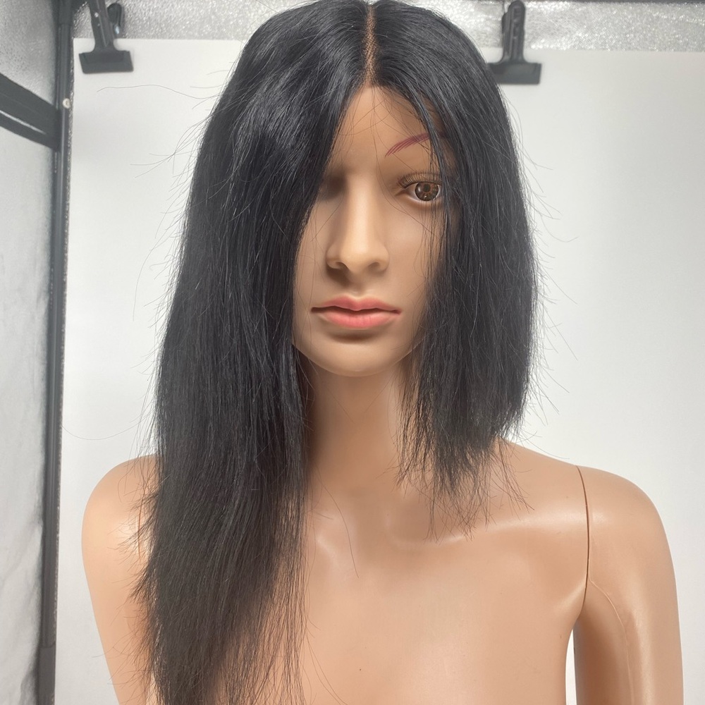 Sleek Black Asymmetrical Human Hair 13X1 Lace Wig